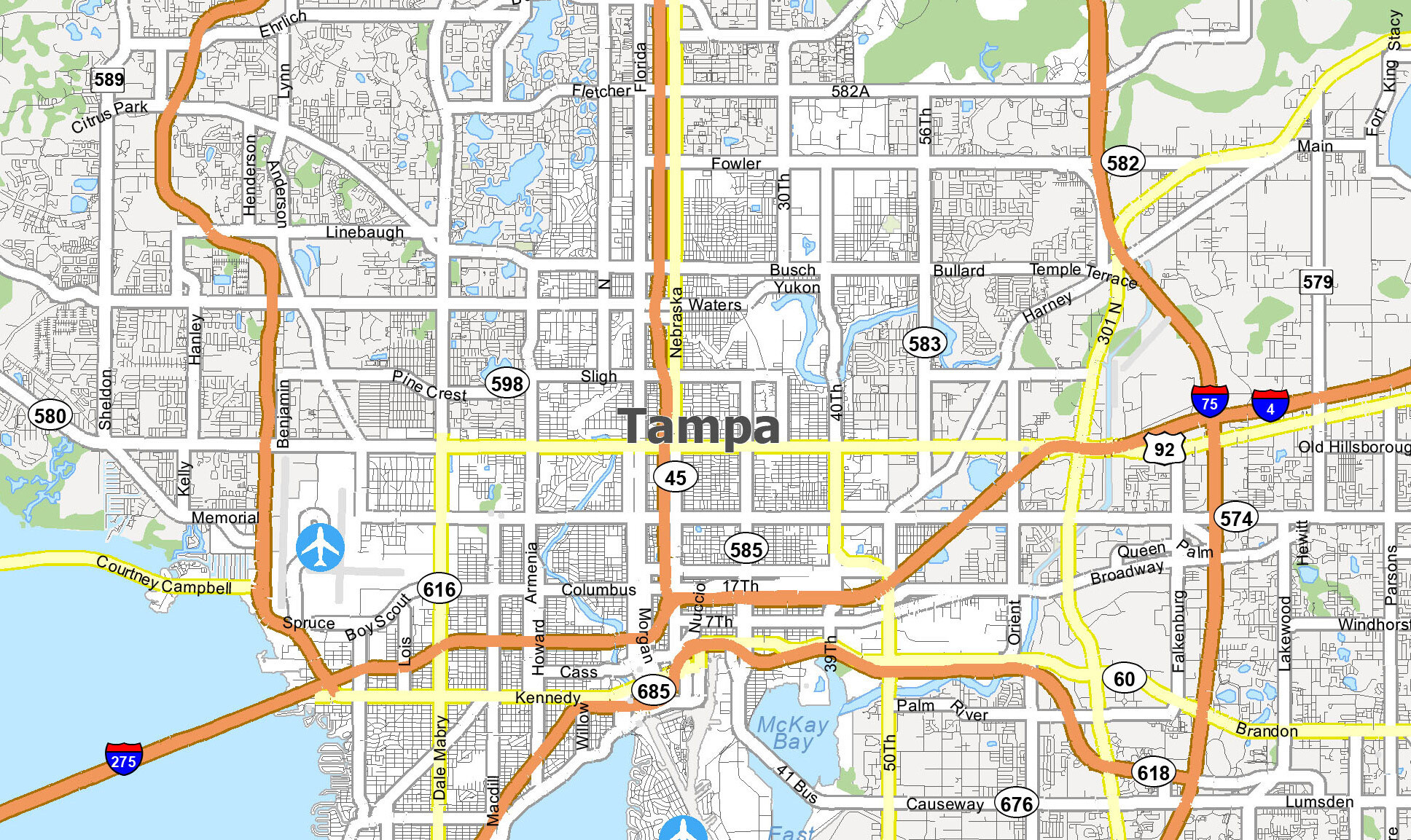 Map Of Tampa, Florida - Gis Geography inside Printable Map of Tampa Bay Area