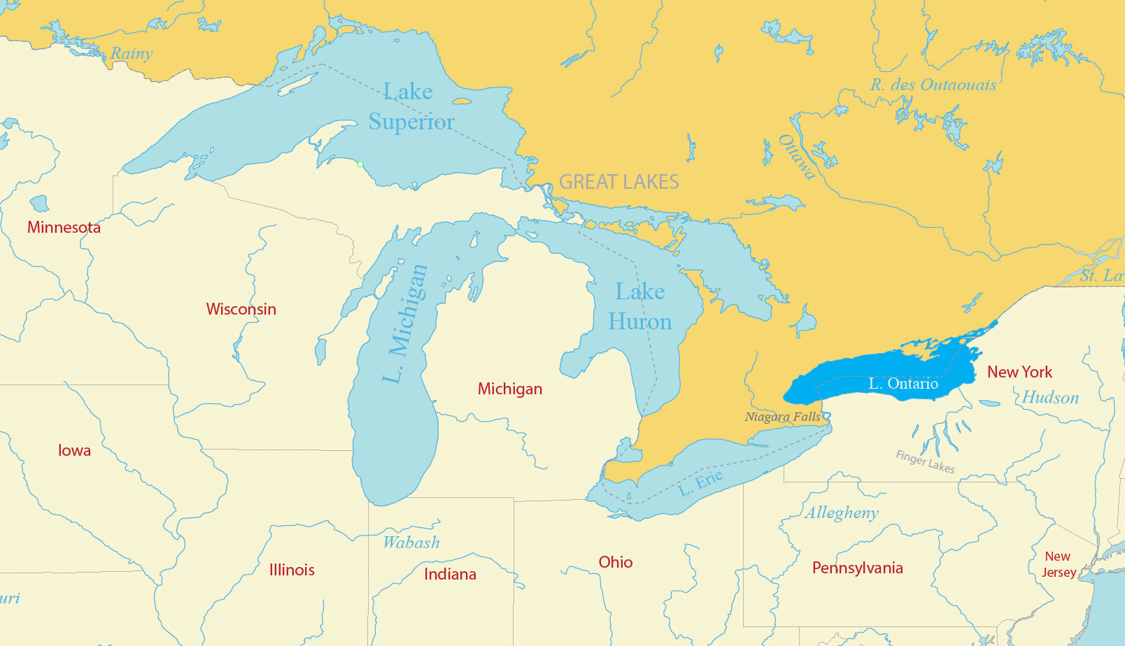 Map Of The Great Lakes Of North America - Gis Geography inside Free Printable Map of the Great Lakes