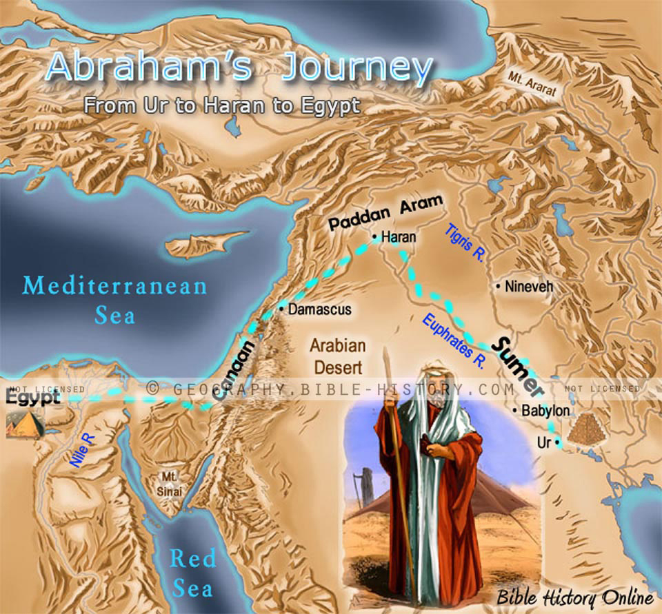 Map Of The Journeys Of Abraham - Bible History in Printable Map of Abraham&amp;amp;#039;s Journey