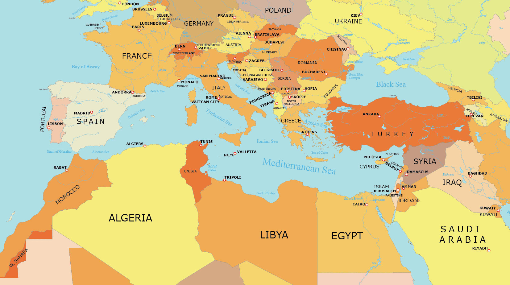 Map Of The Mediterranean Sea - Gis Geography for Map Of Italy Greece Turkey
