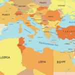 Map Of The Mediterranean Sea   Gis Geography In Map Of Europe Middle East And Asia