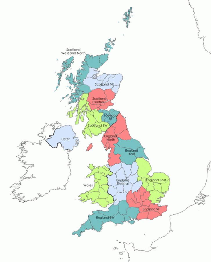 Map of East Coast of England and Scotland