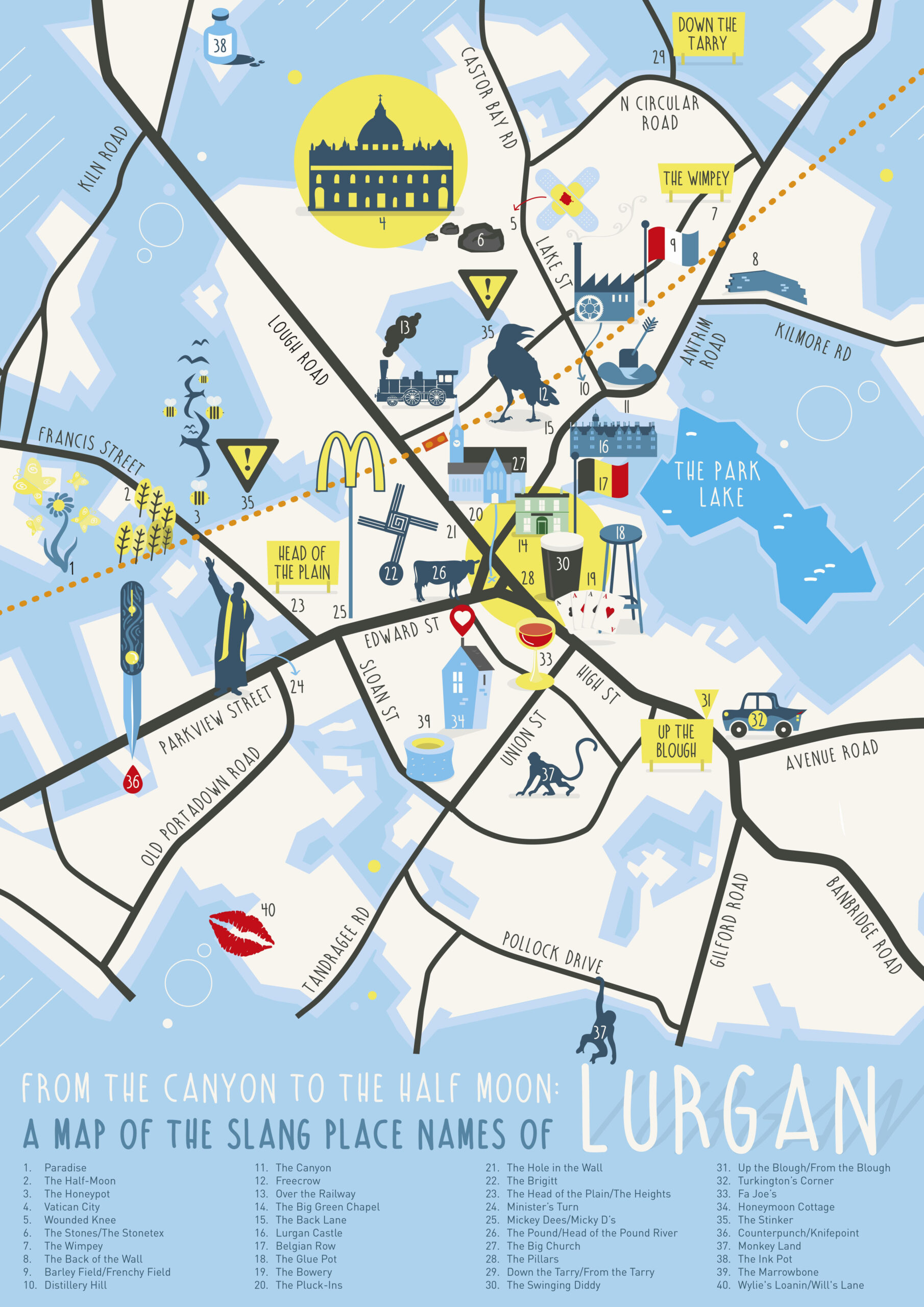 Map Of The Slang Place Names Of Lurgan Launched - Lurgan Townscape regarding Map Of Lurgan Northern Ireland
