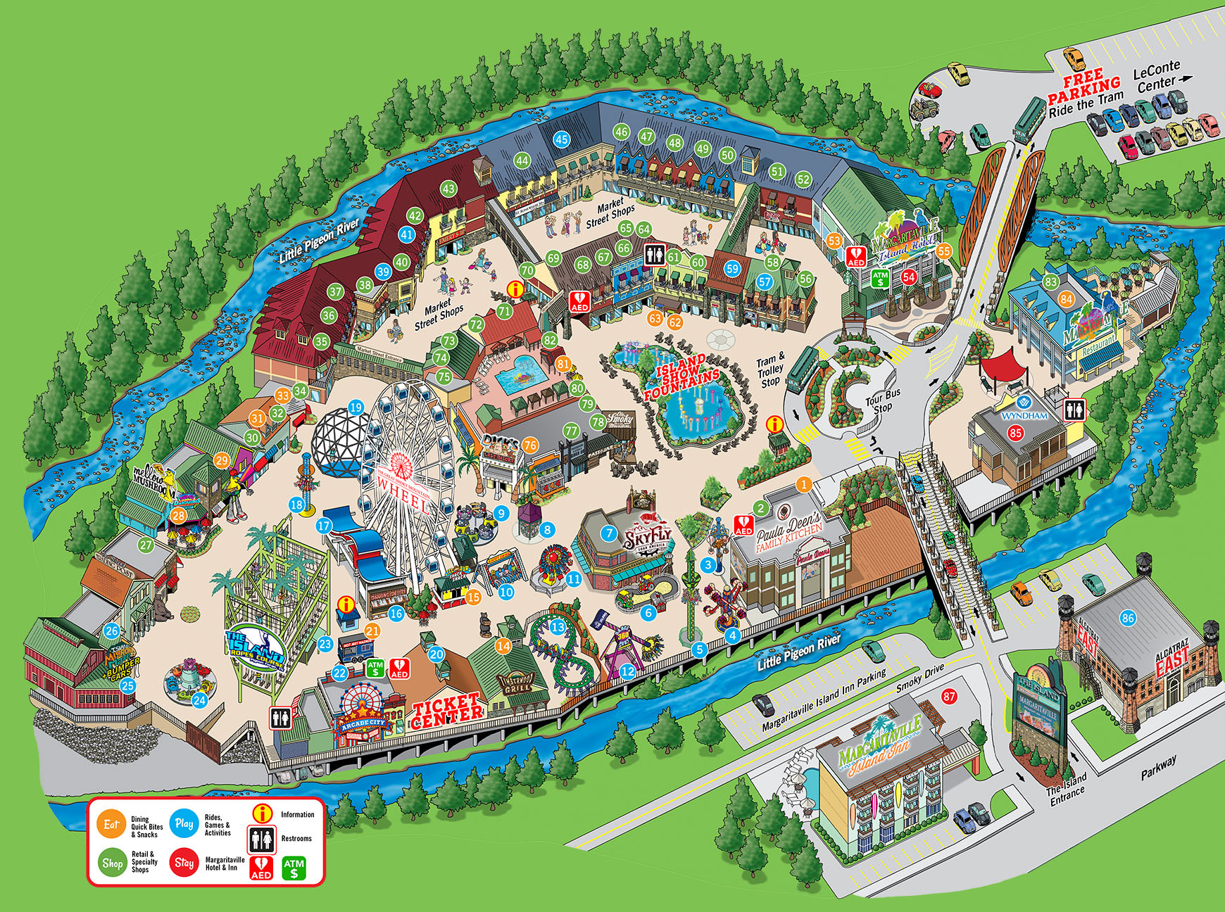 Map Of The Venues | The Island In Pigeon Forge within Map Of Pigeon Forge Tn