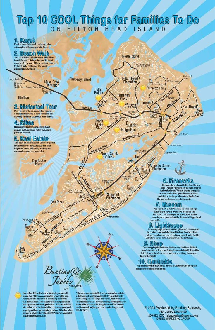 Map Of Things To Do In Hilton Head Island, South Carolina. regarding Printable Map Of Hilton Head Island