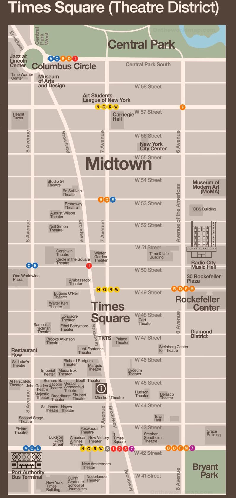 Map Of Times Square - Ontheworldmap regarding Free Printable Map of Times Square