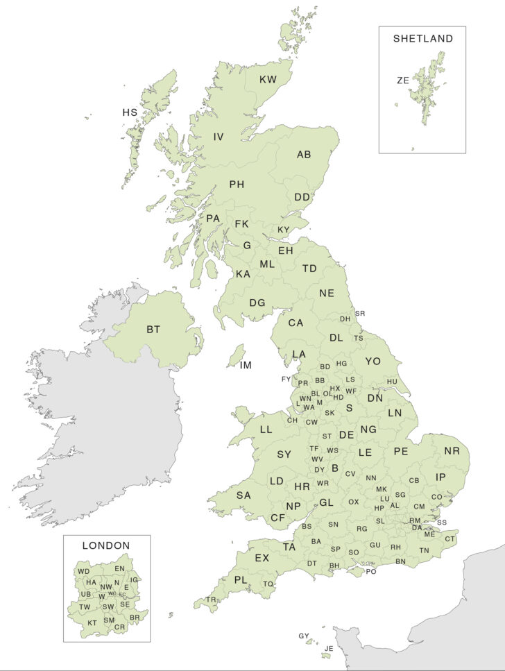 Free Printable Postcode Map of Northern Ireland