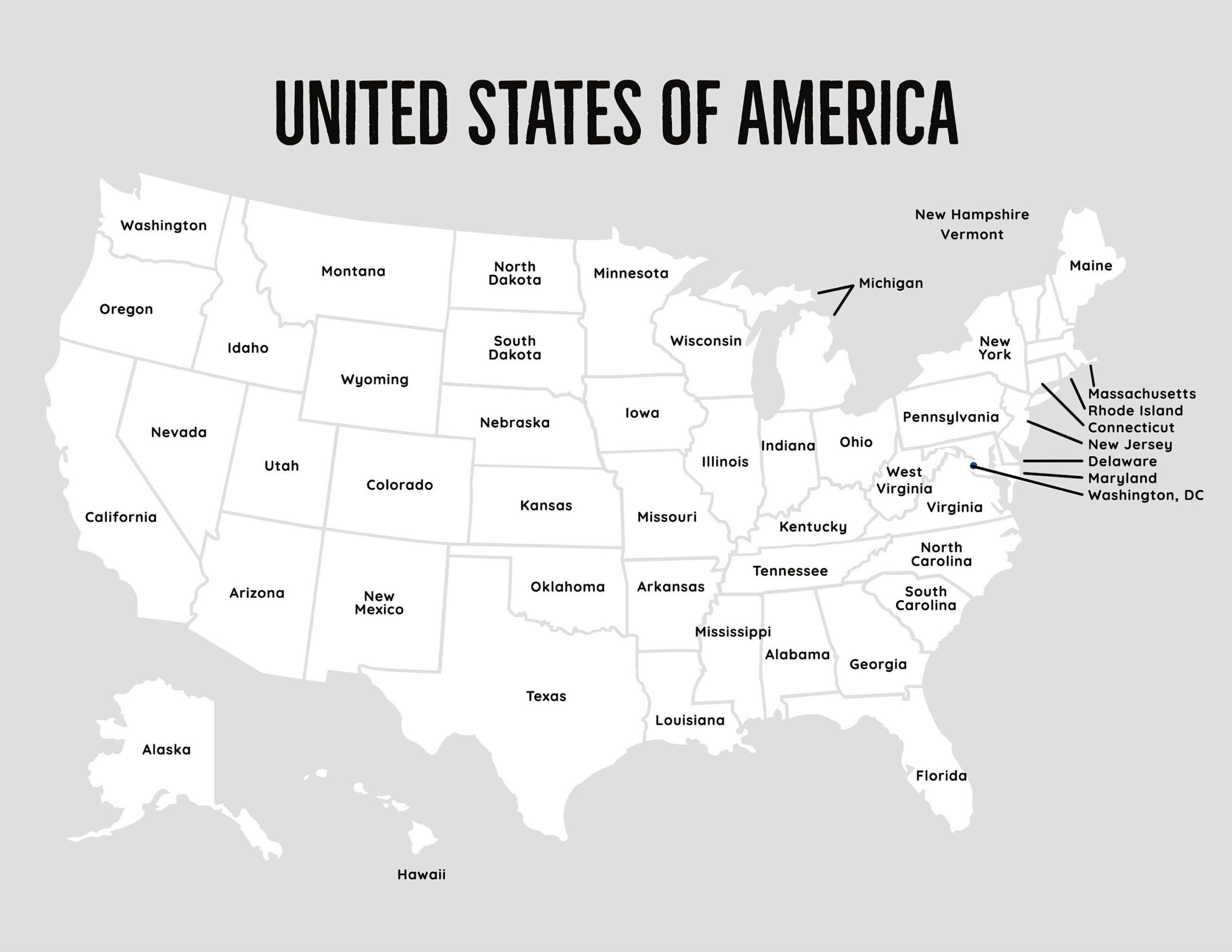 Map Of Usa Map With States, Black And White Usa Map With 50 States within Printable Us Map With States Labeled