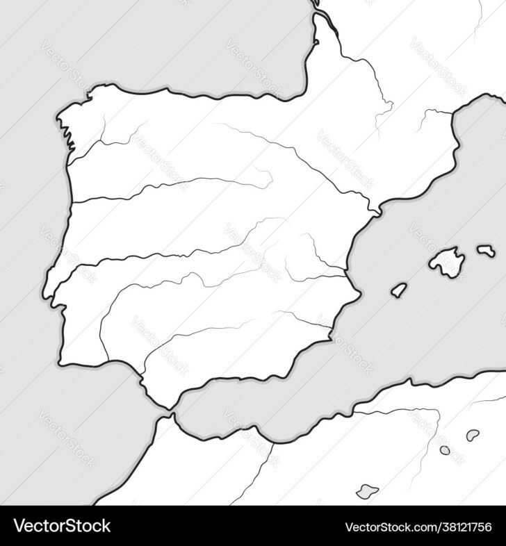 Outline Map of Spain and Portugal