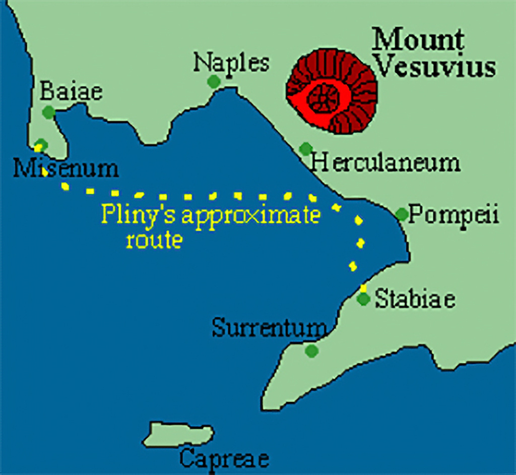 Maps Bay Of Naples in Pompeii on A Map of Italy