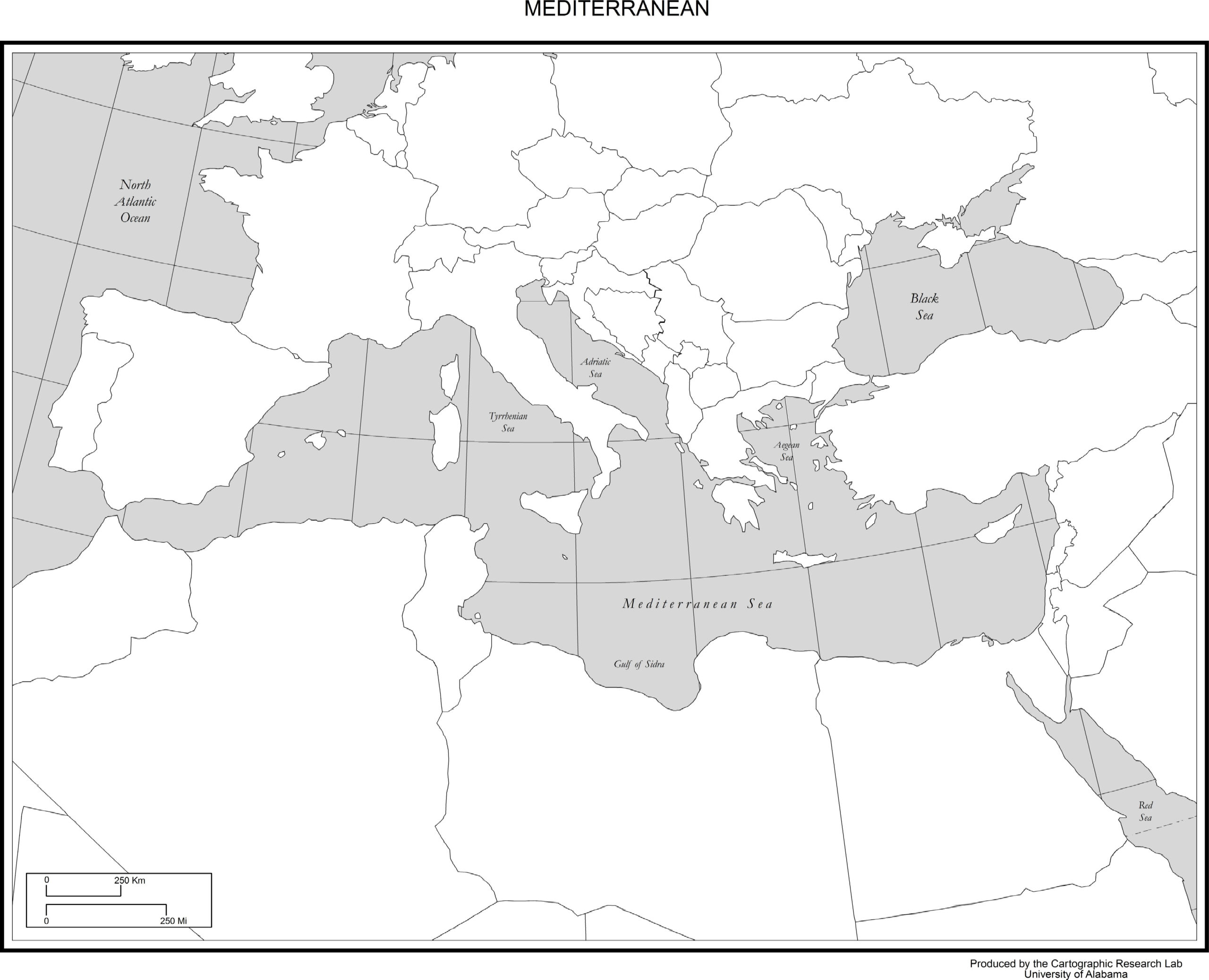 Maps Of Europe intended for Printable Blank Map of Mediterranean