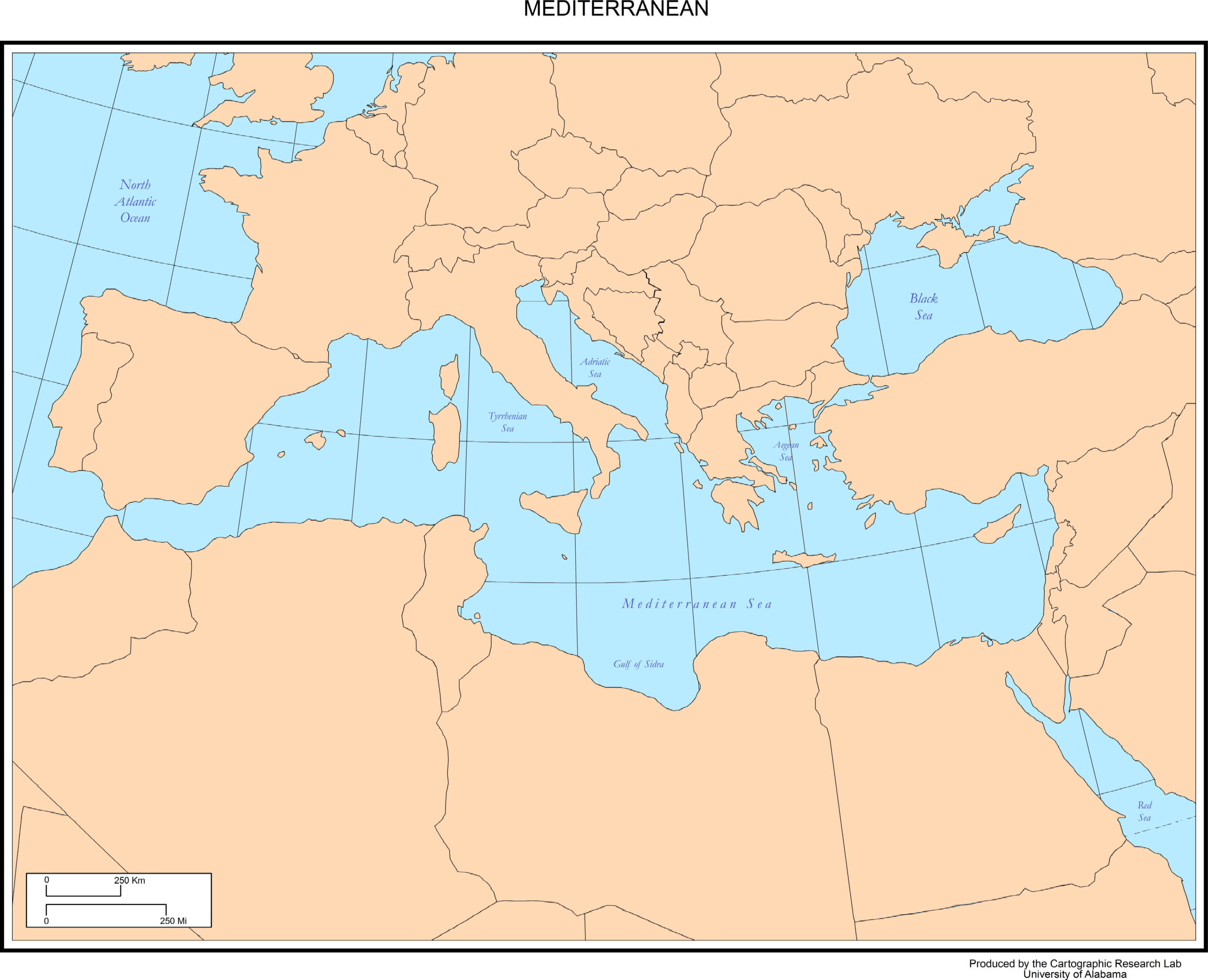 Maps Of Europe with regard to Printable Blank Map Of Mediterranean