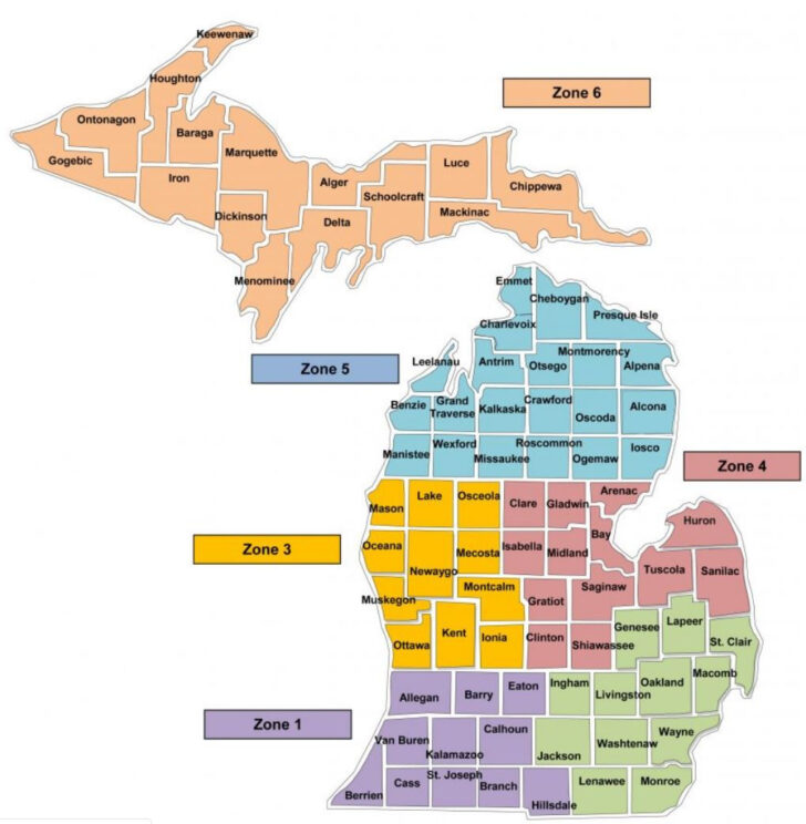 Printable Map of Michigan with Cities