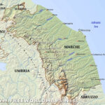 Marche Physical Map For Map Of Ancona Region Italy