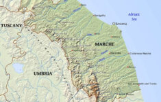 Marche Physical Map for Map of Ancona Region Italy