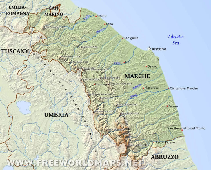 Map of Ancona Region Italy