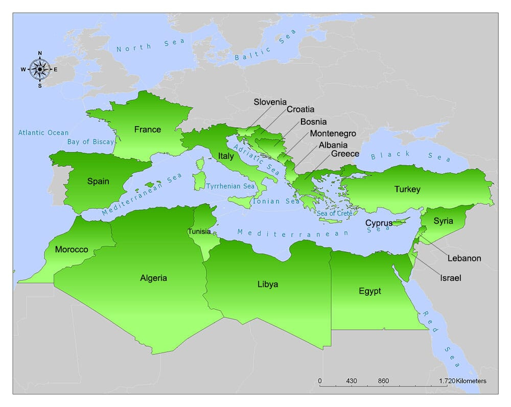 Mediterranean Map/List Of Mediterranean Countries | Mappr within Map of Mediterranean Coast of France and Italy