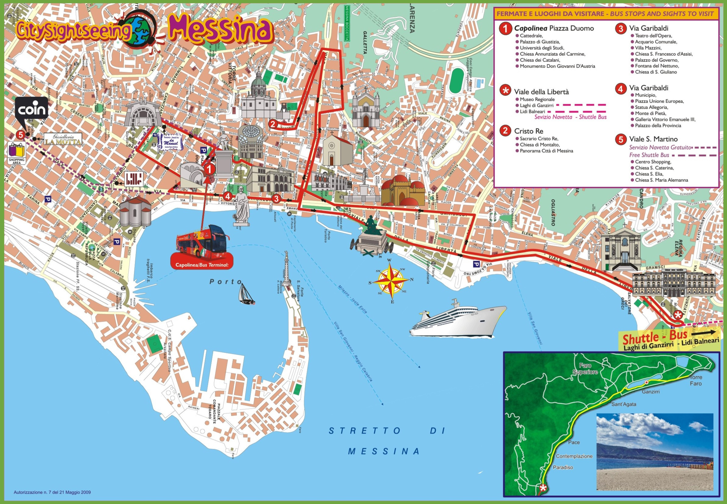 Messina Sightseeing Map - Ontheworldmap with Map of Messina Sicily Italy