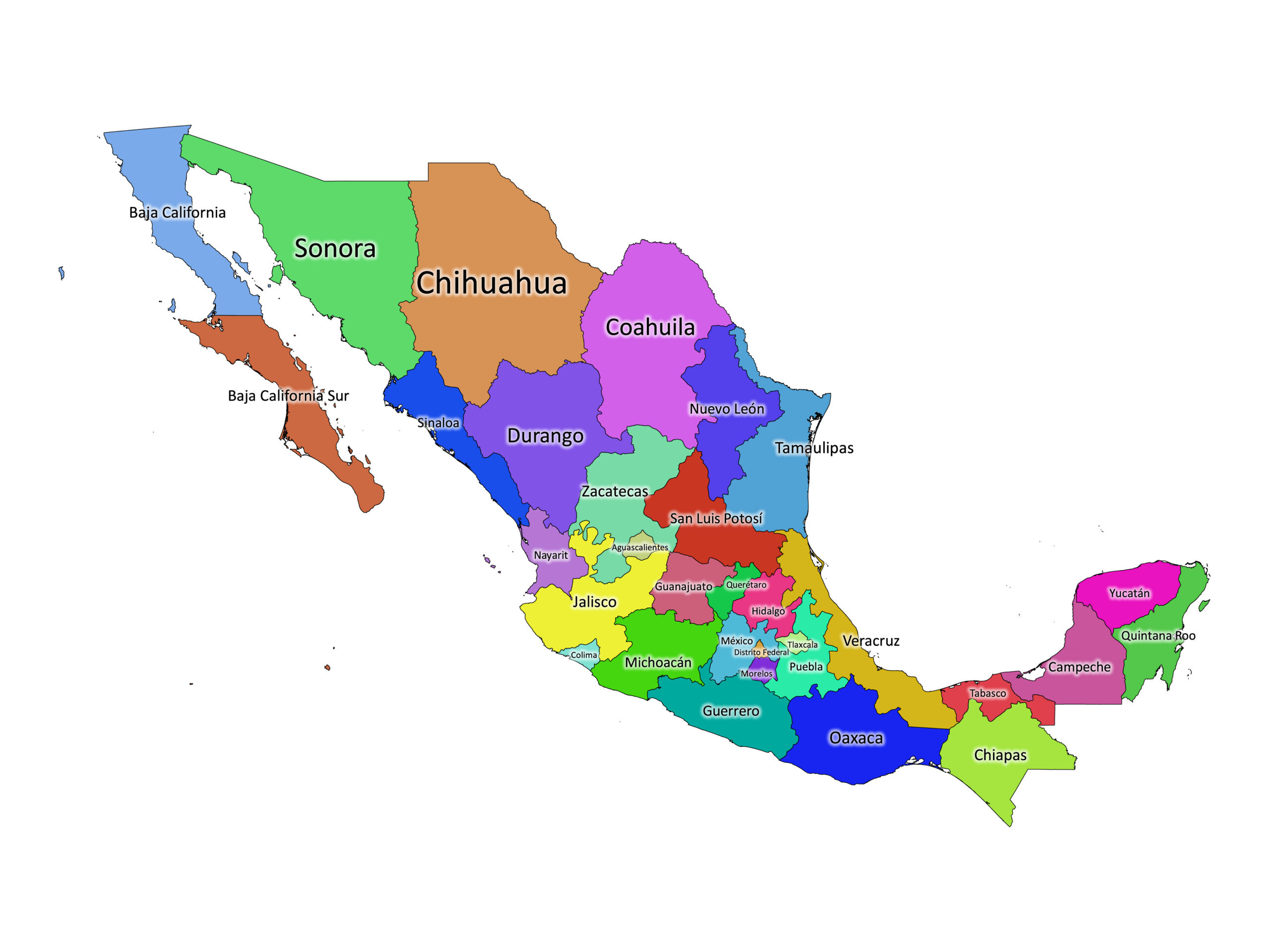 Mexico Labeled Map | Labeled Maps with Free Printable Map Of Mexico With States