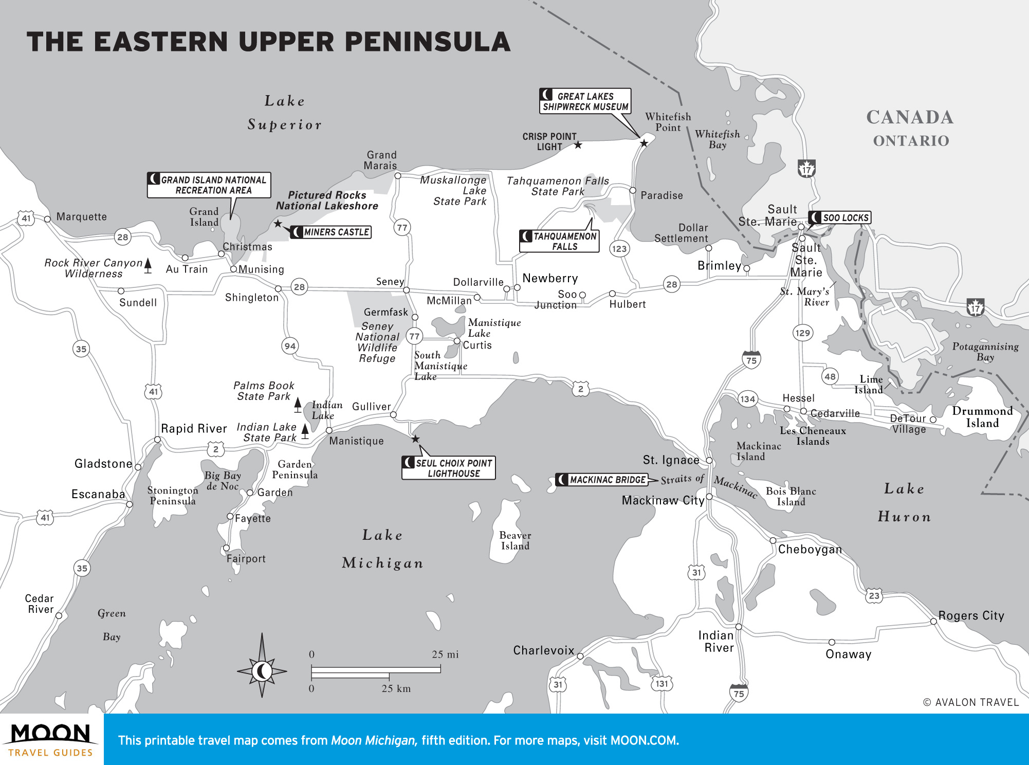 Michigan | Moon Travel Guides within Printable Map of Upper Peninsula Michigan