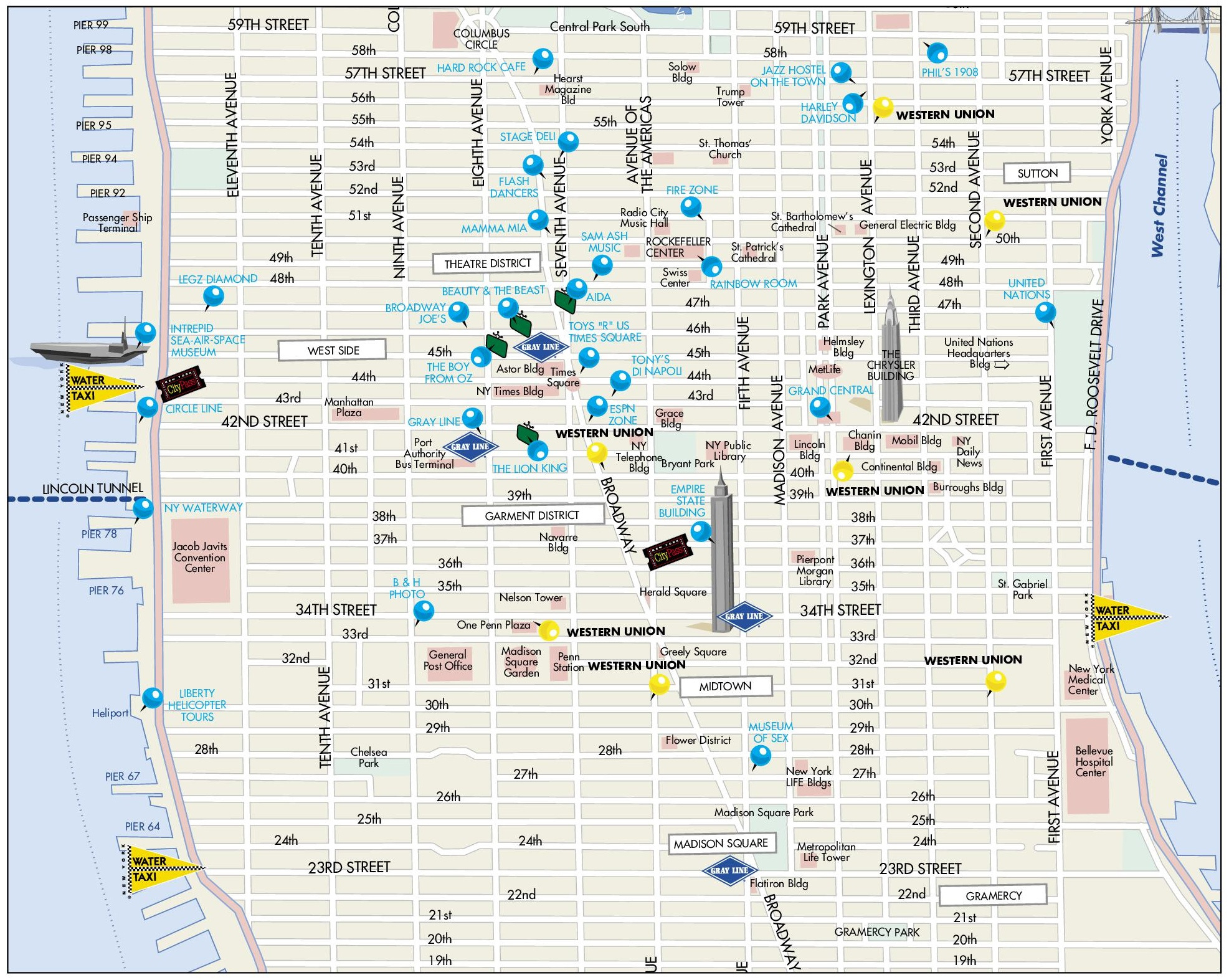 Midtown Manhattan Map - Ontheworldmap inside Tourist Printable Map of Midtown Manhattan