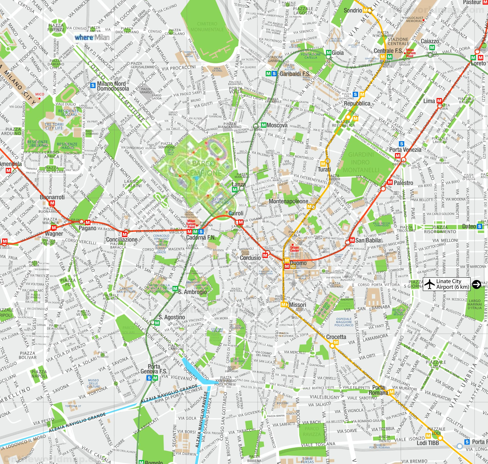 Milan Map | Italy | Detailed Maps Of Milan (Milano) for City Map of Milan Italy