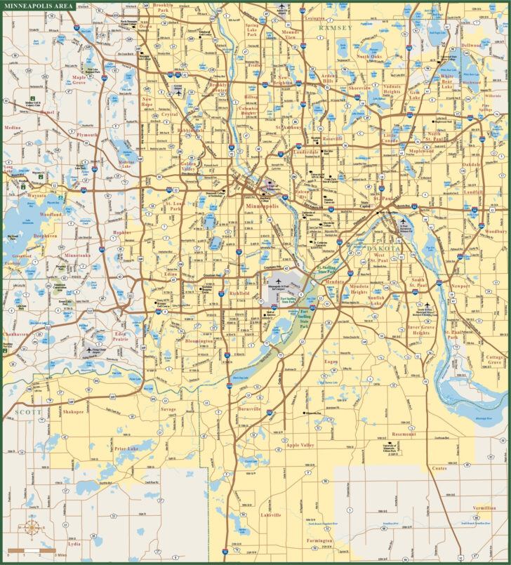 Printable Map of Twin Cities Metro Area