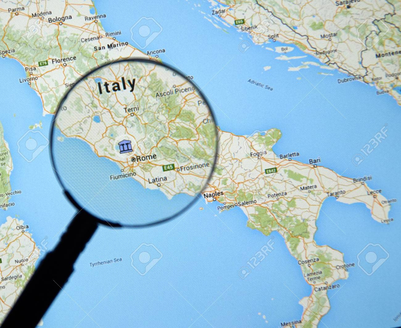Montreal, Canada - February, 2016 - Italy And Rome On Google Maps intended for Google Map Of Rome Italy