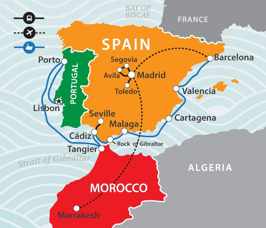 morocco spain w portugal fun for less tours throughout map of spain and portugal and morocco Morocco & Spain W/ Portugal – Fun For Less Tours throughout Map of Spain and Portugal and Morocco
