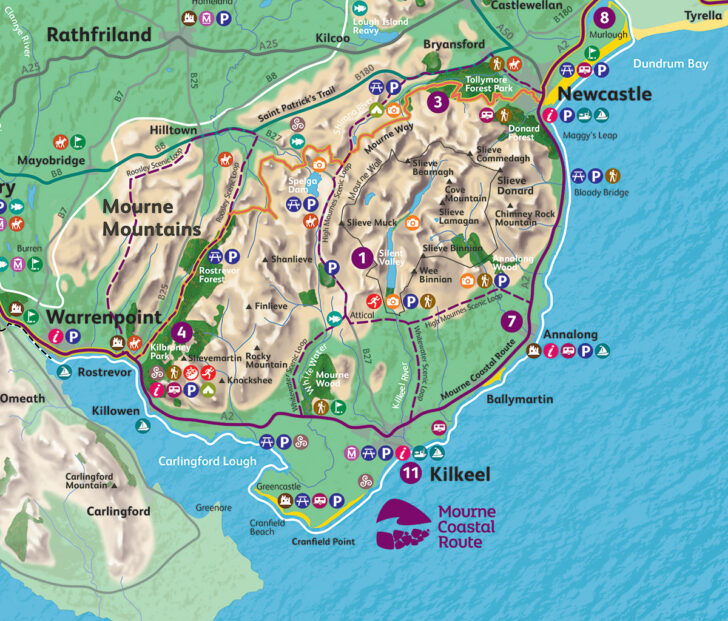 Map of Mourne Mountains Northern Ireland