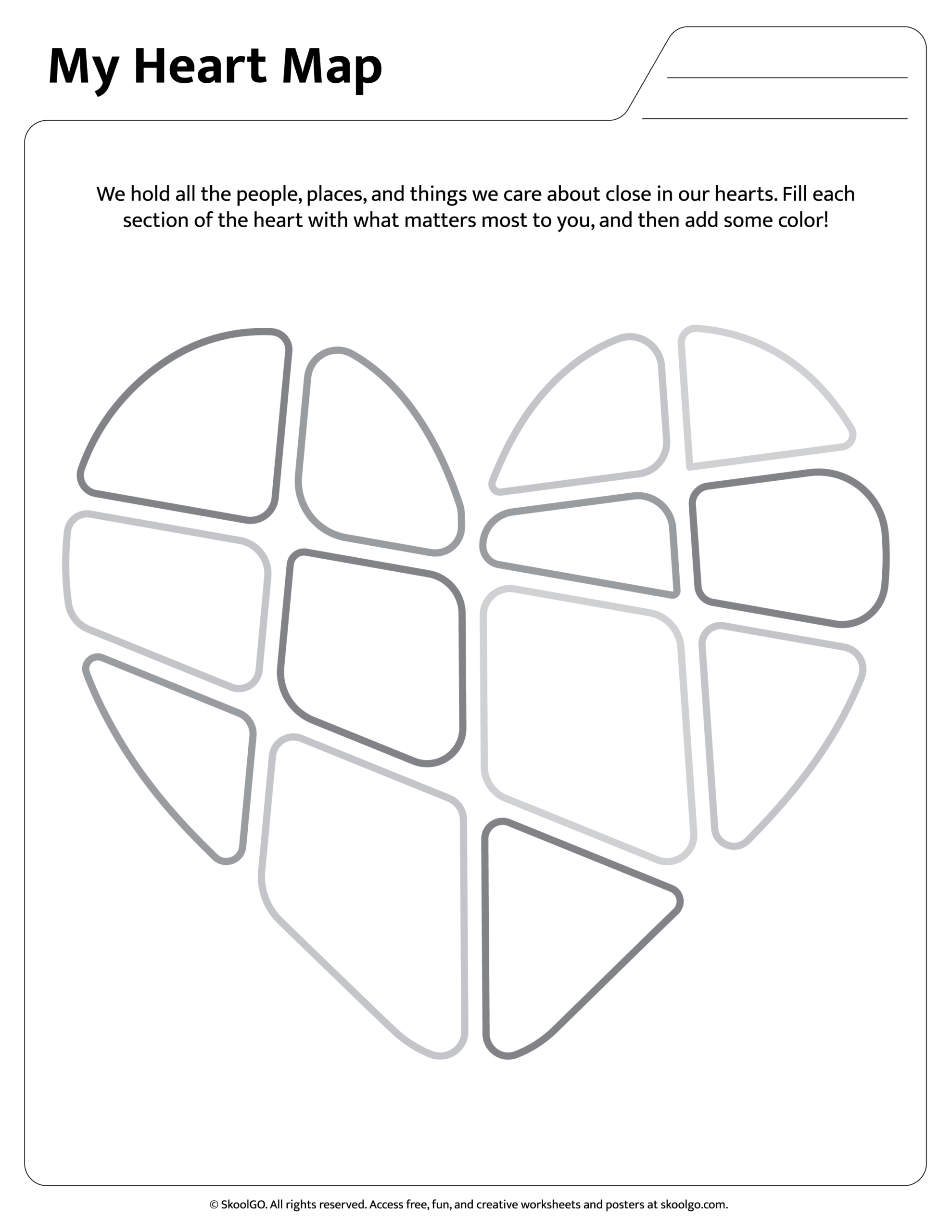 My Heart Map Worksheet For Kindergarten – 2Nd Grade with regard to Free Printable Heart Map Template