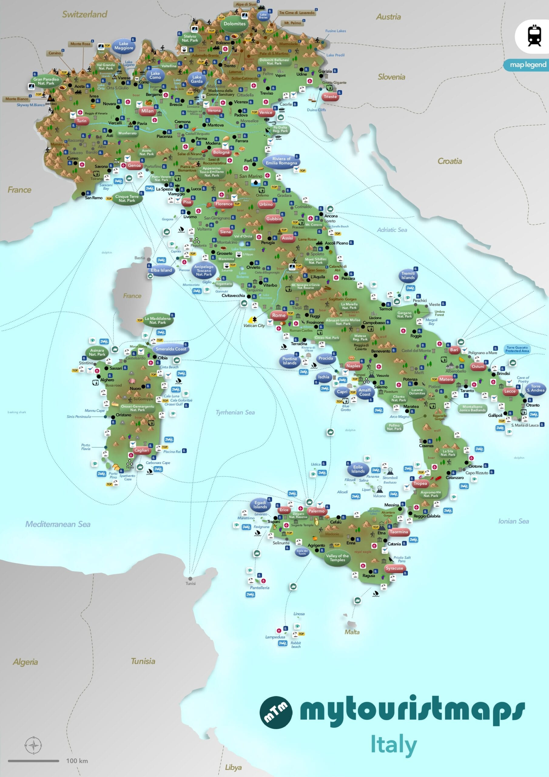 Mytouristmaps - Interactive Travel And Tourist Map Of Italy for Tourist Map of France and Italy