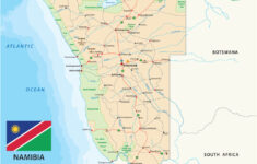 Namibia Road Map With Flag Royalty Free Vector Image throughout Namibia Road Map Download