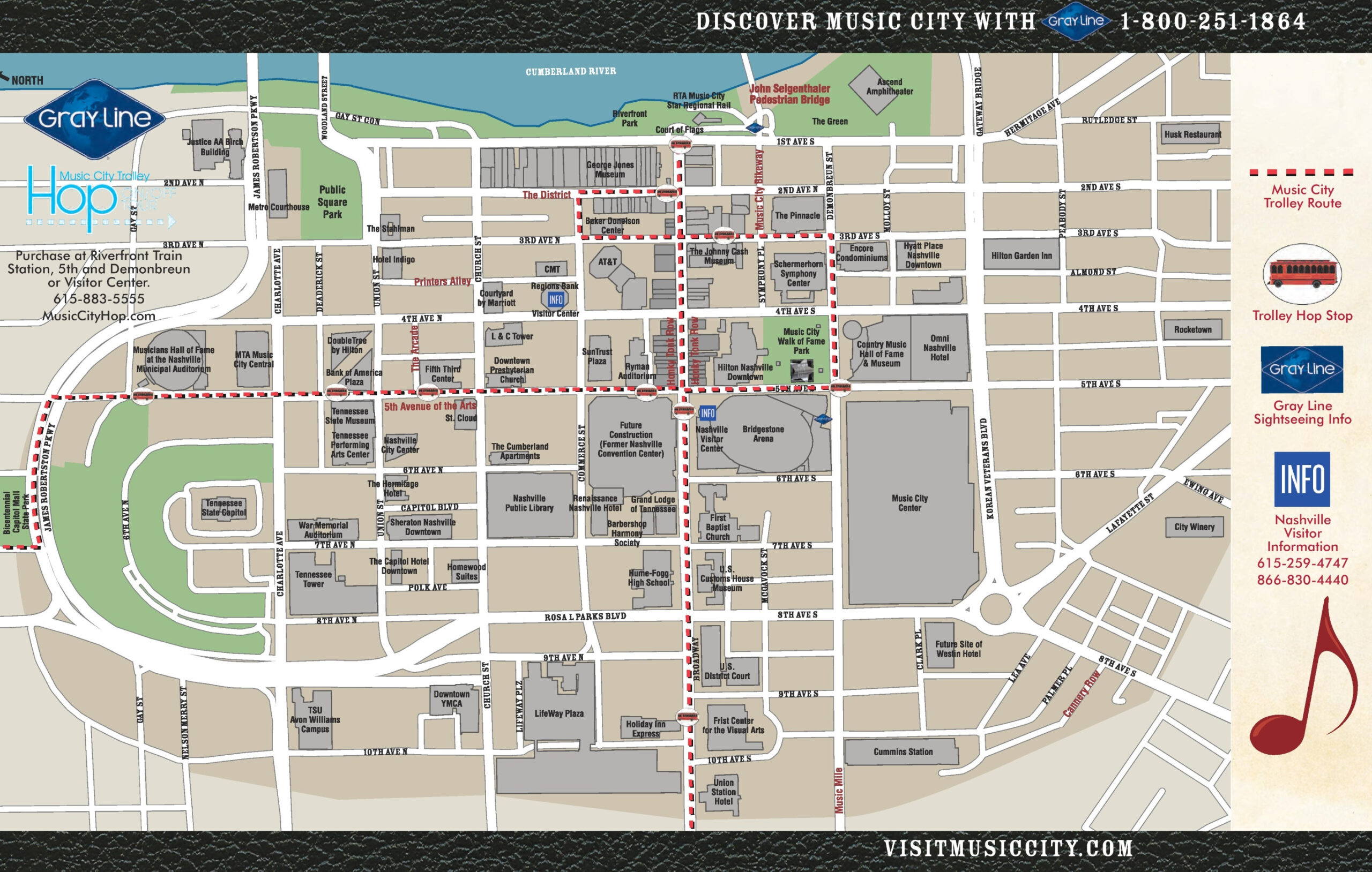 Nashville Downtown Map - Ontheworldmap throughout Printable Downtown Nashville Map