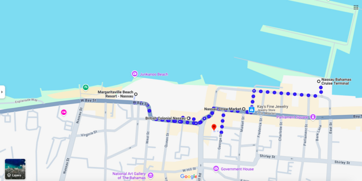 Map of Nassau Bahamas Cruise Port Area