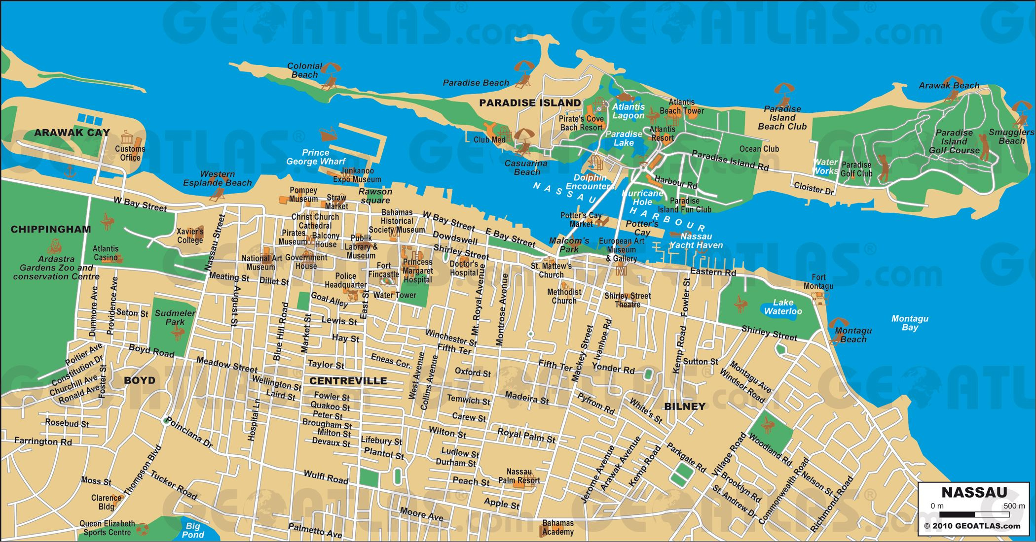 Nassau Map And Tourist Attractions regarding Printable Map Of Nassau Bahamas Cruise Port