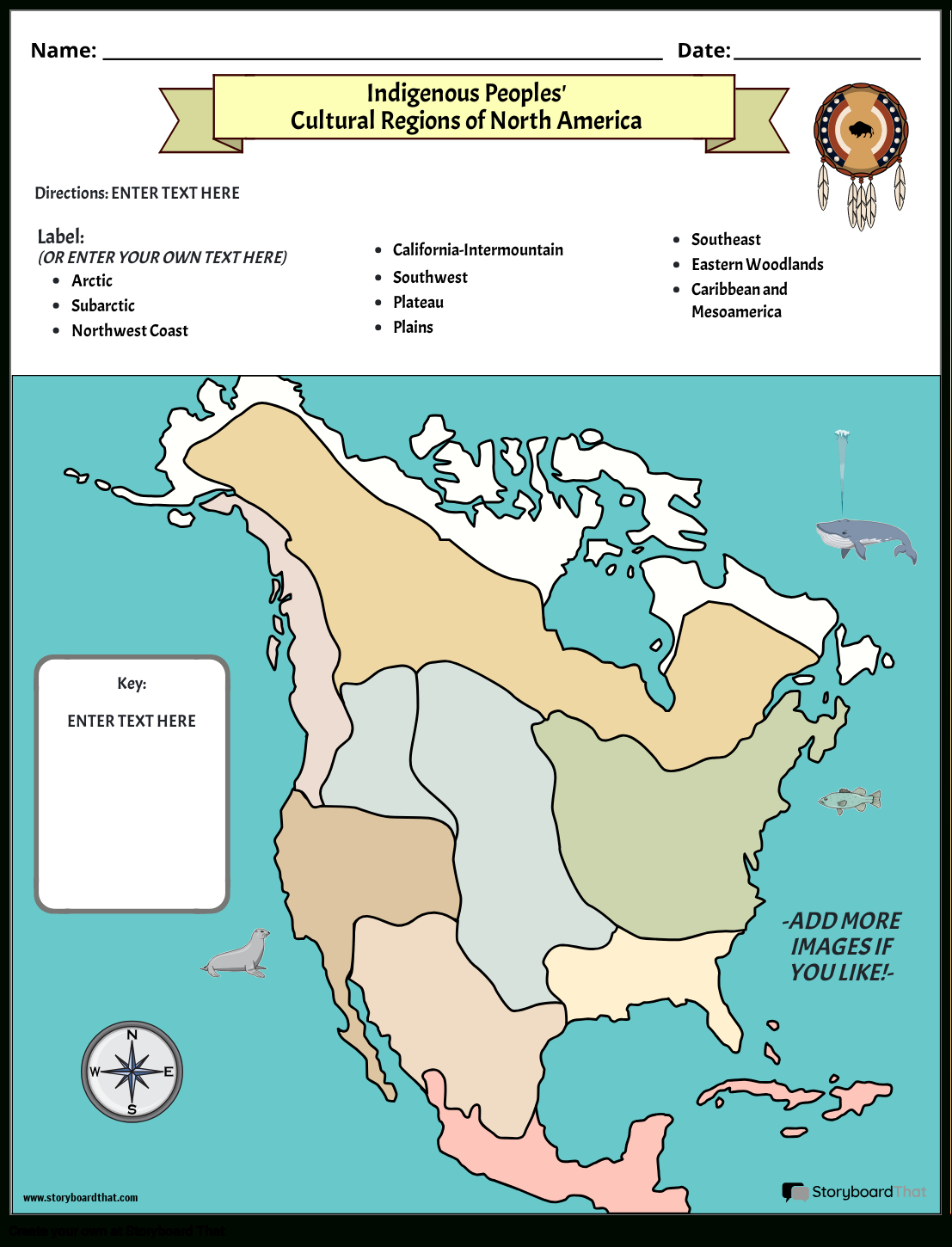 Native American Cultural Regions Storyboardworksheet-Templates inside Free Printable Native American Regions Map Worksheet