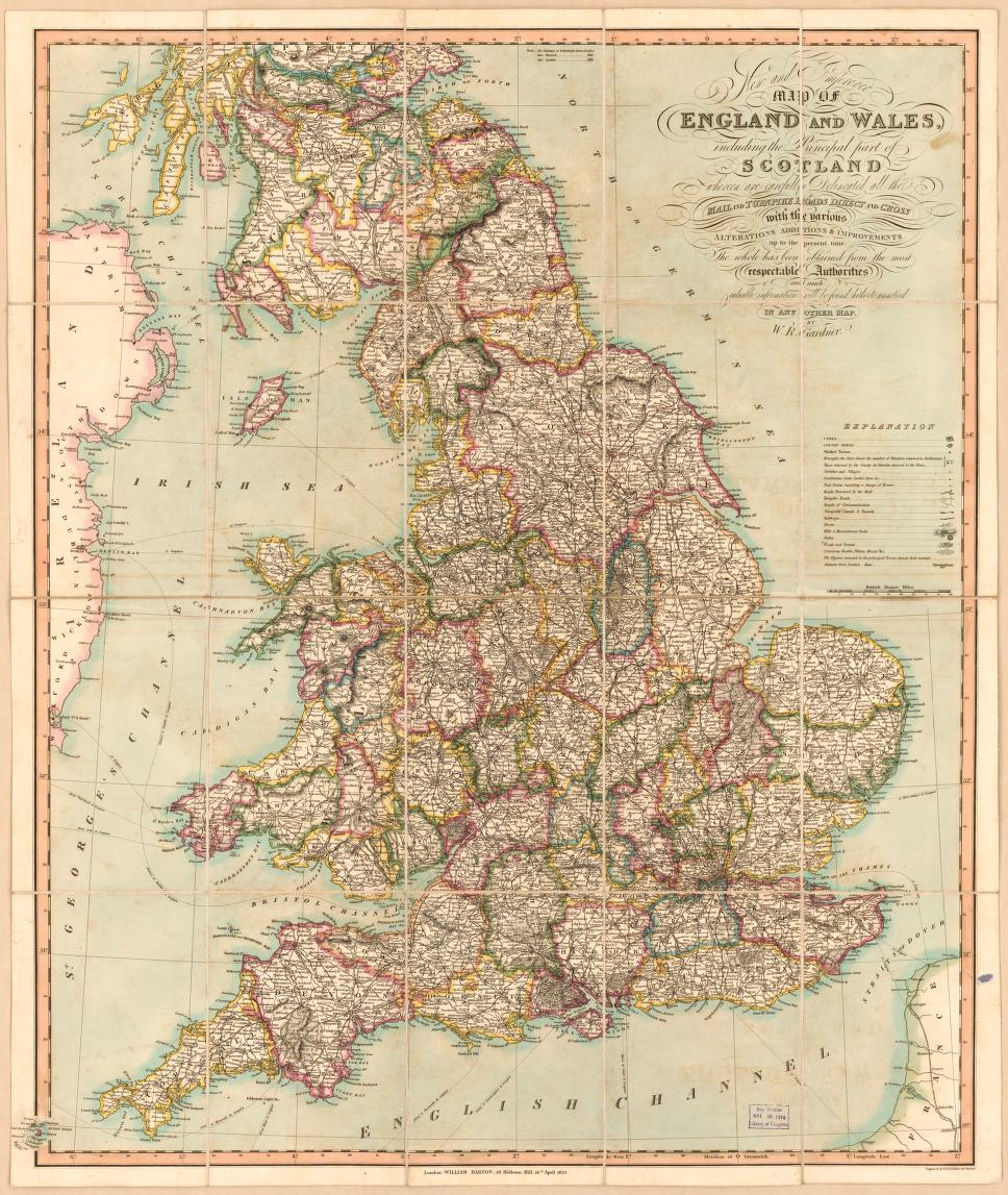 New And Improved Map Of England And Wales : Including The inside Detailed Map Of England And Scotland