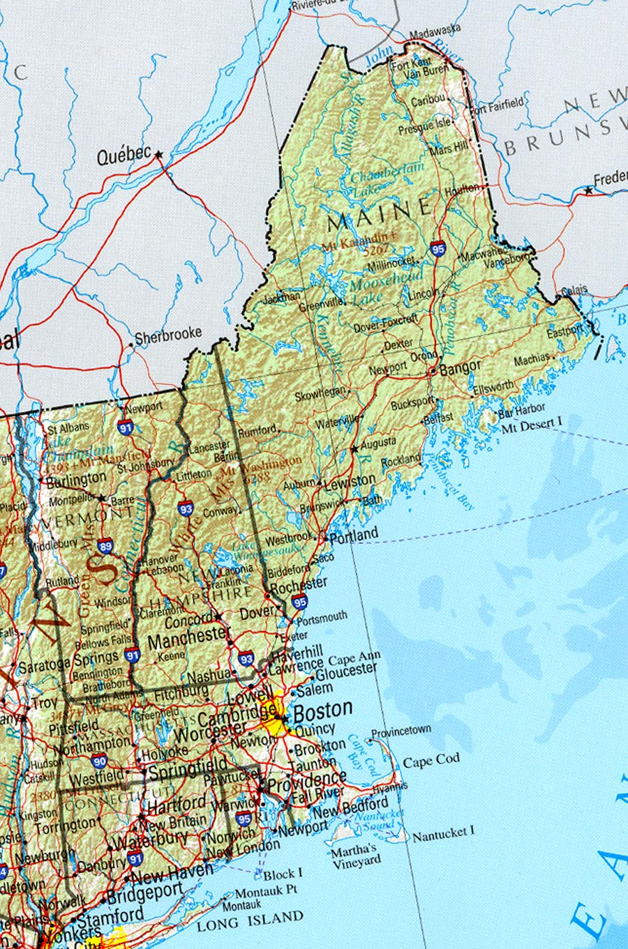 New England Reference Map intended for New England Road Map Printable