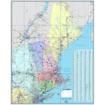 New England Regional Wall Map With Multi Color Statesmapshop Throughout New England Road Map Printable