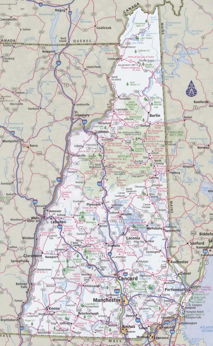 Printable New Hampshire Map with Cities Printable New Hampshire Map with Cities