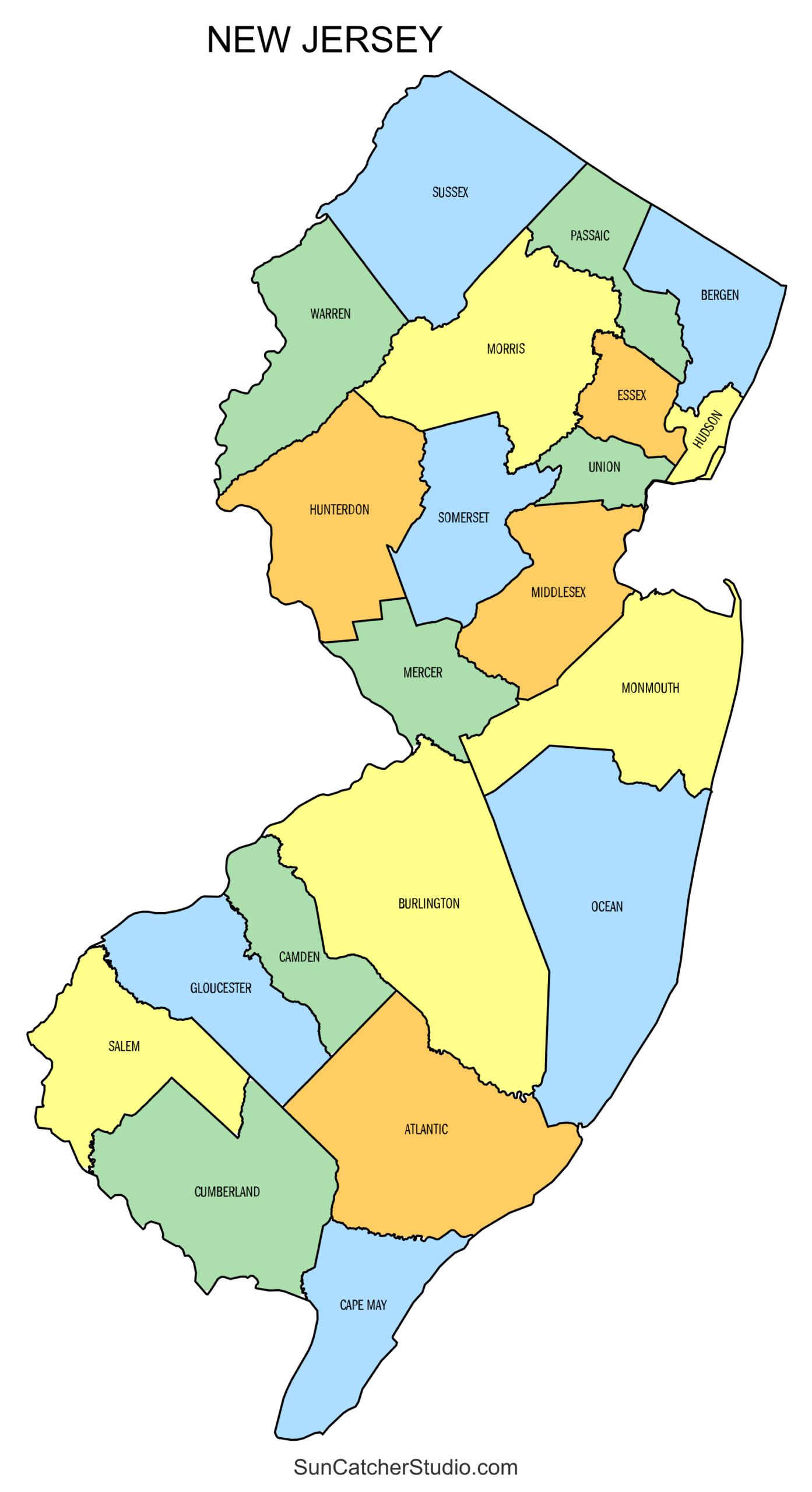 New Jersey County Map (Printable State Map With County Lines throughout Free Printable Map of New Jersey