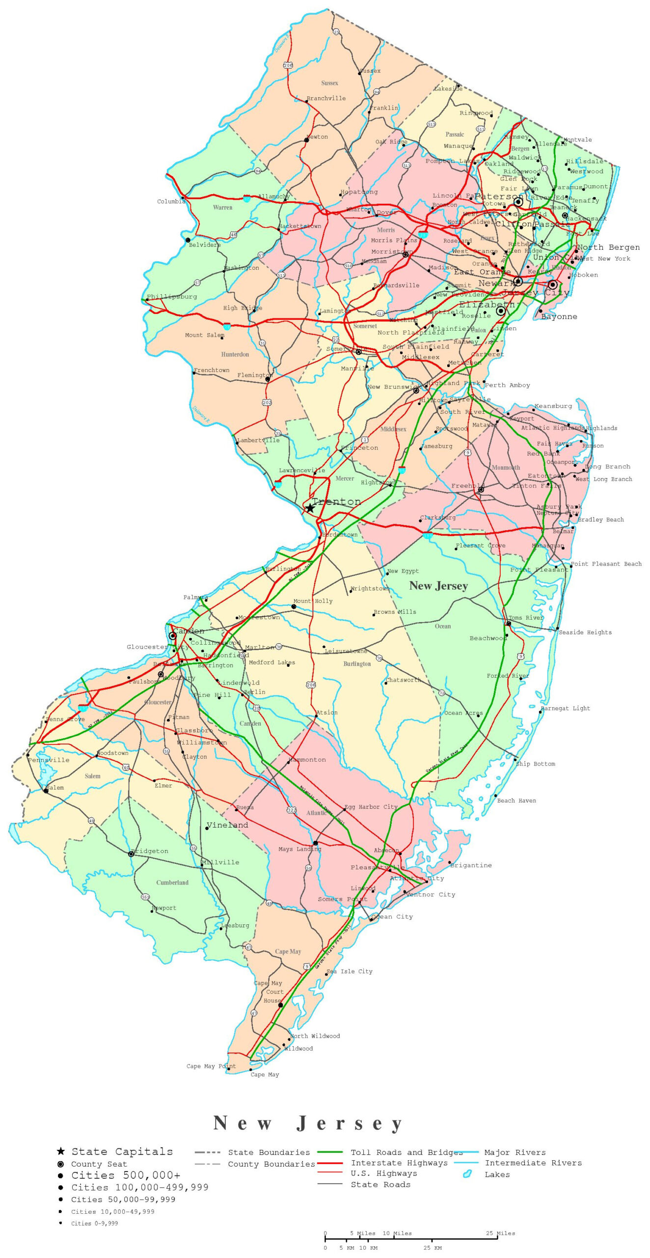 New Jersey Printable Map throughout Free Printable Map of New Jersey