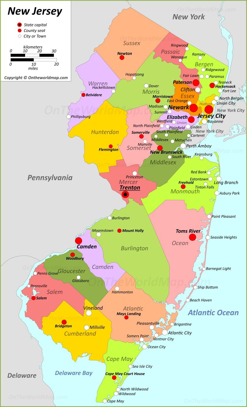 New Jersey State Map | Usa | Maps Of New Jersey (Nj) pertaining to Free Printable Map Of New Jersey