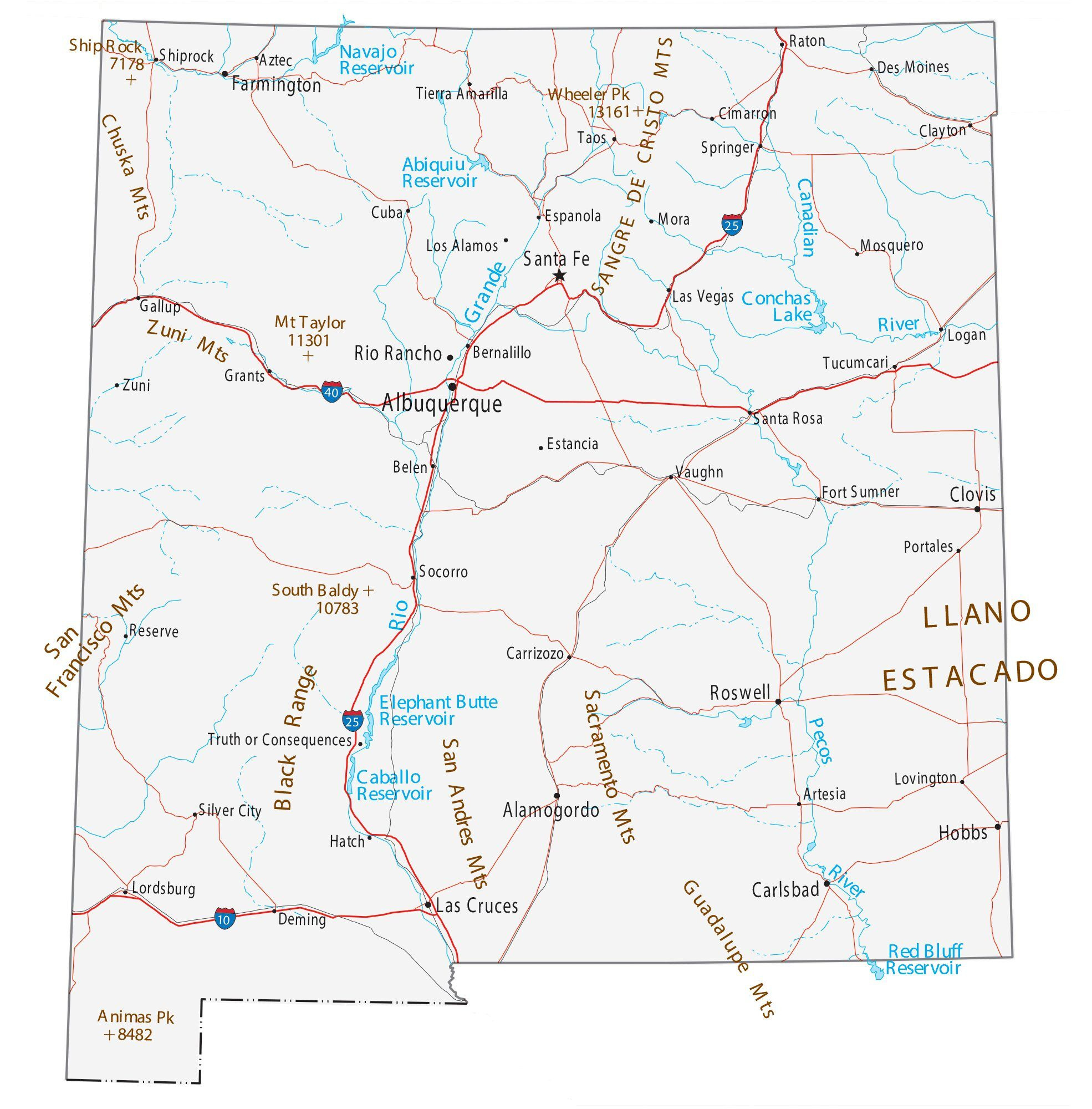 new mexico map cities and roads gis geography intended for free printable map of new New Mexico Map - Cities And Roads - Gis Geography intended for Free Printable Map of New Mexico