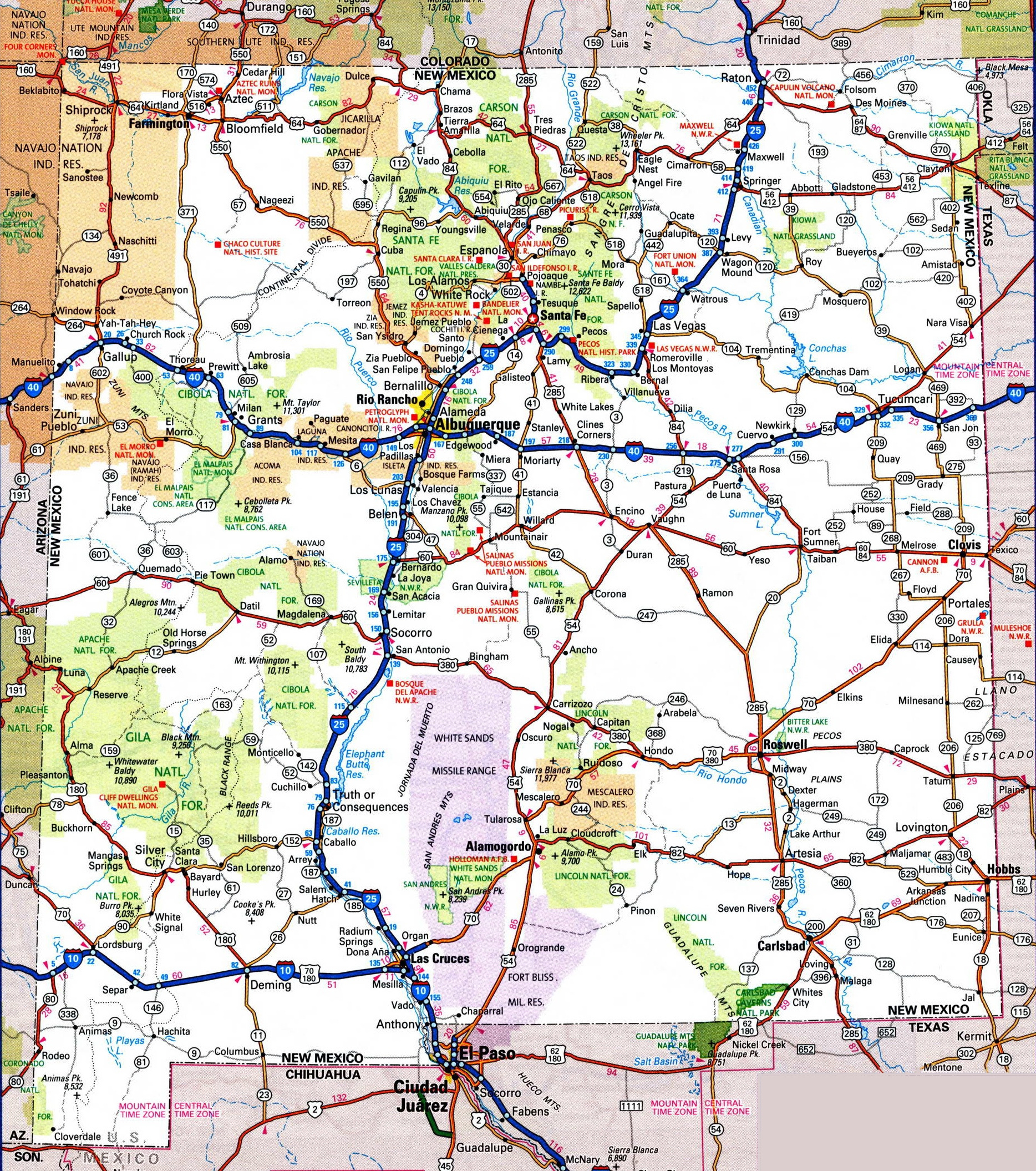 new mexico road map ontheworldmap inside free printable map of new New Mexico Road Map - Ontheworldmap inside Free Printable Map Of New Mexico