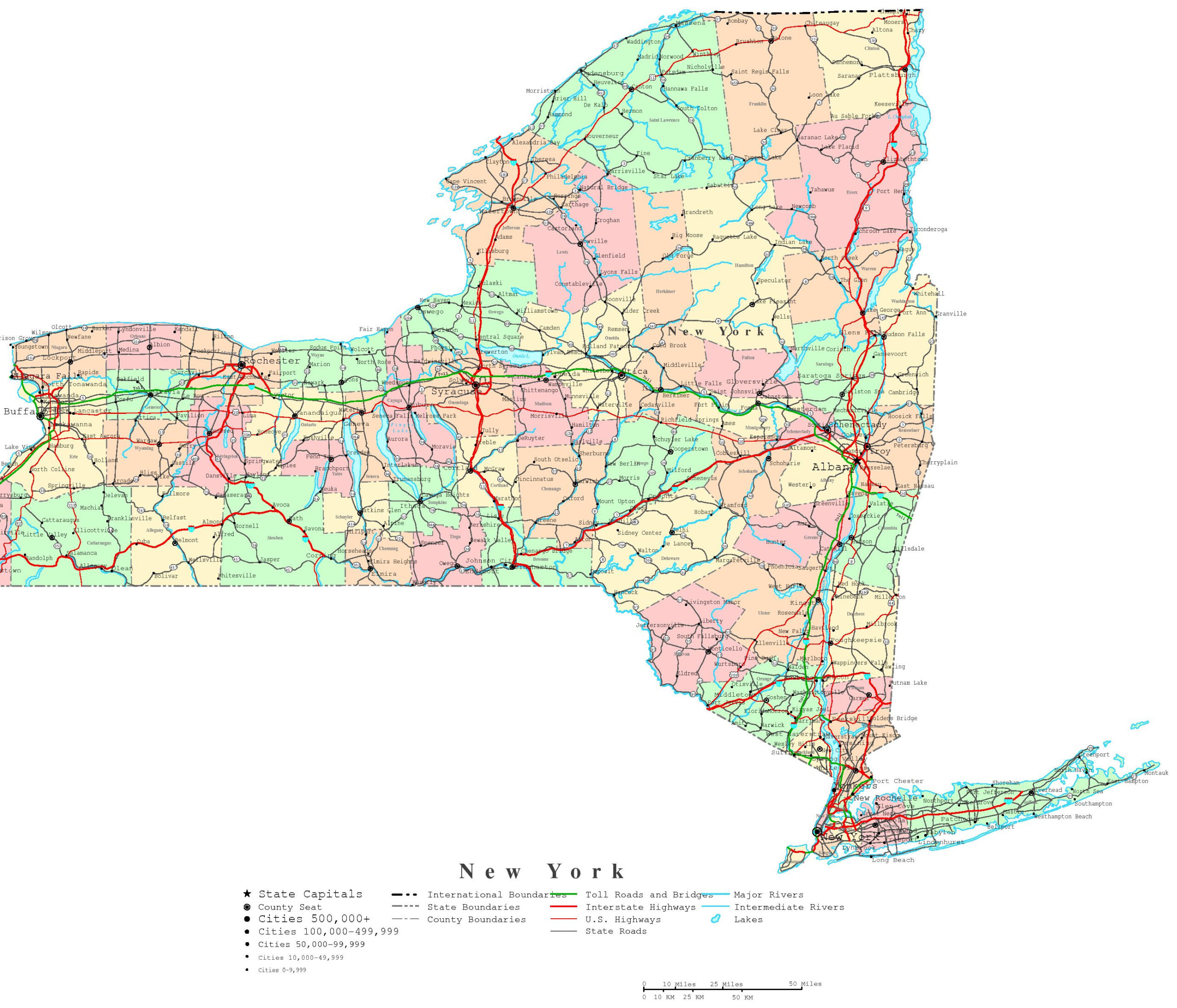 New York Printable Map with Free Printable Map Of New York State