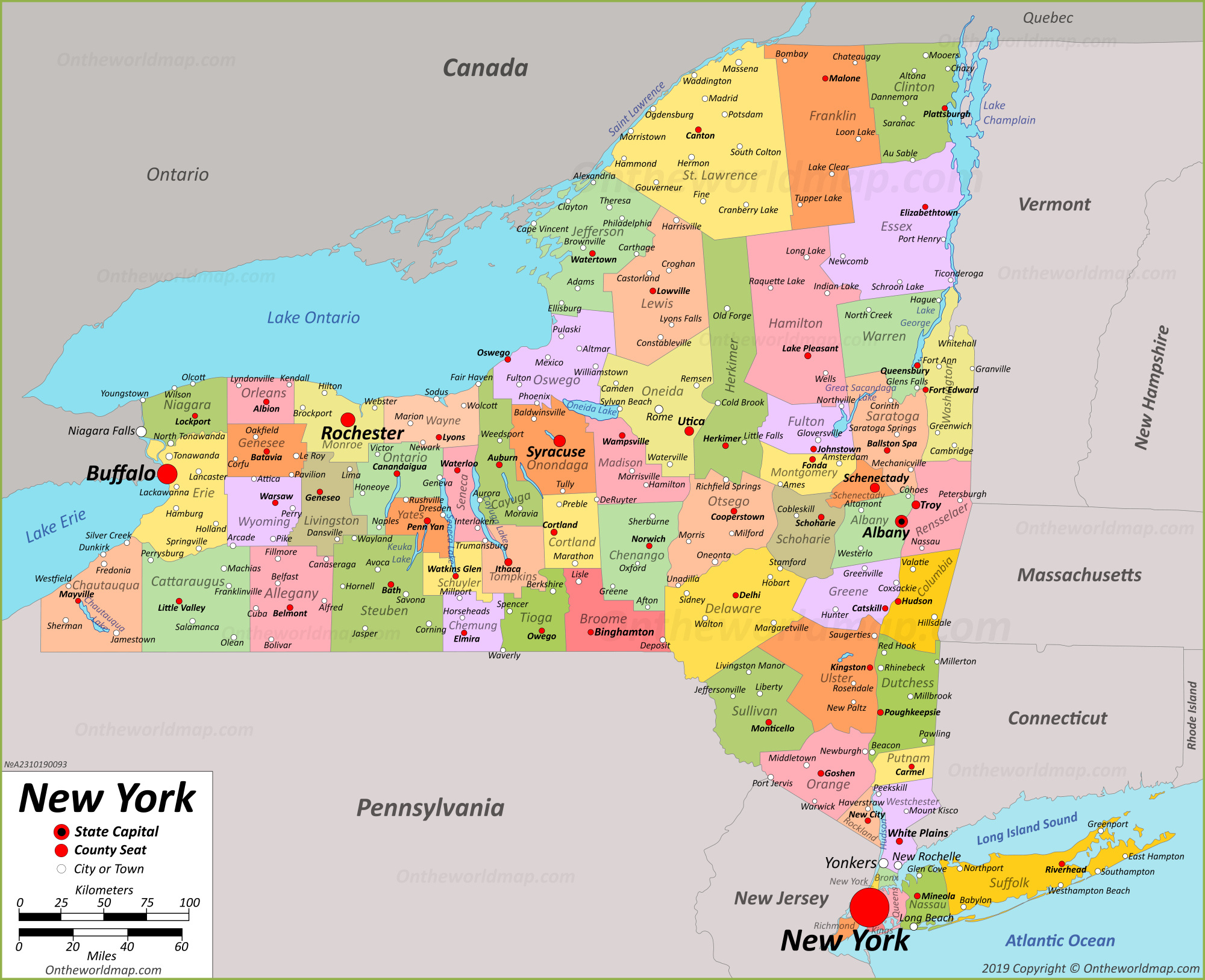 New York State Map | Usa | Maps Of New York (Ny) intended for Free Printable Map Of New York State