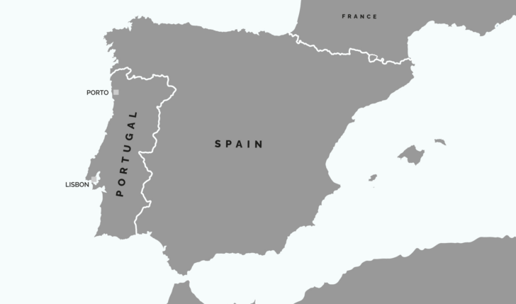 Simple Map of Spain and Portugal