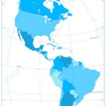 Nord  Und Südamerika Karte In Den Farben Blau. Kein Text. Vektor Intended For Map Of South And North America Without Words